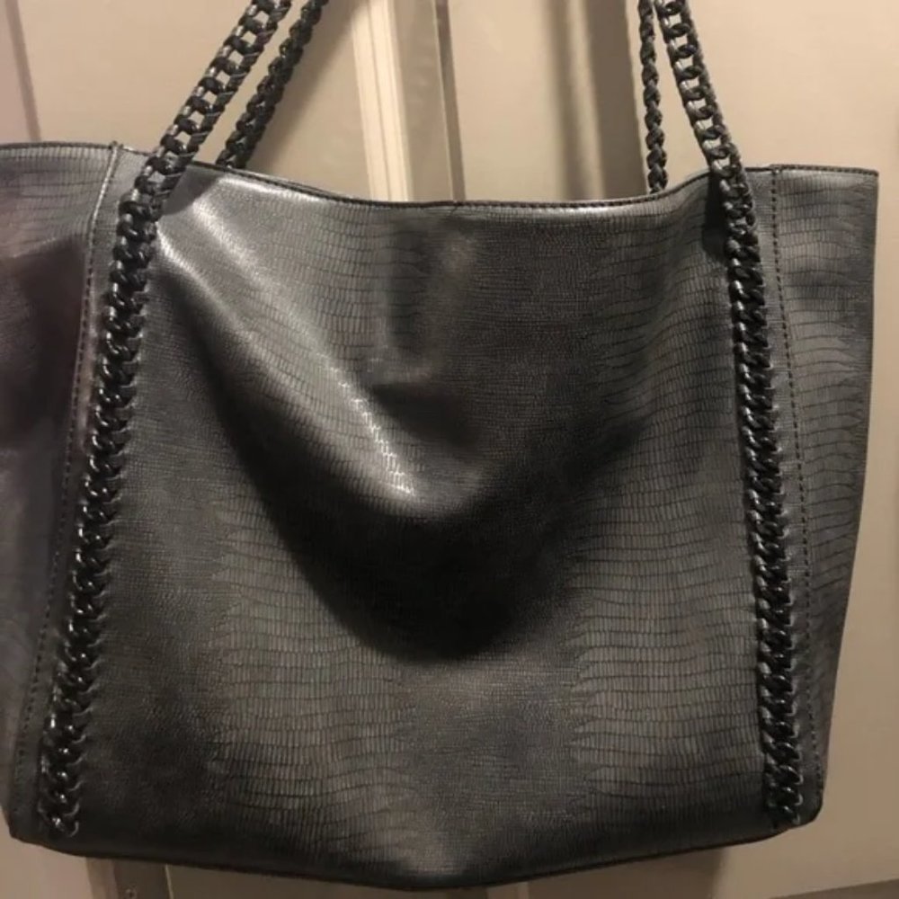 Snakeskin chain strap tote